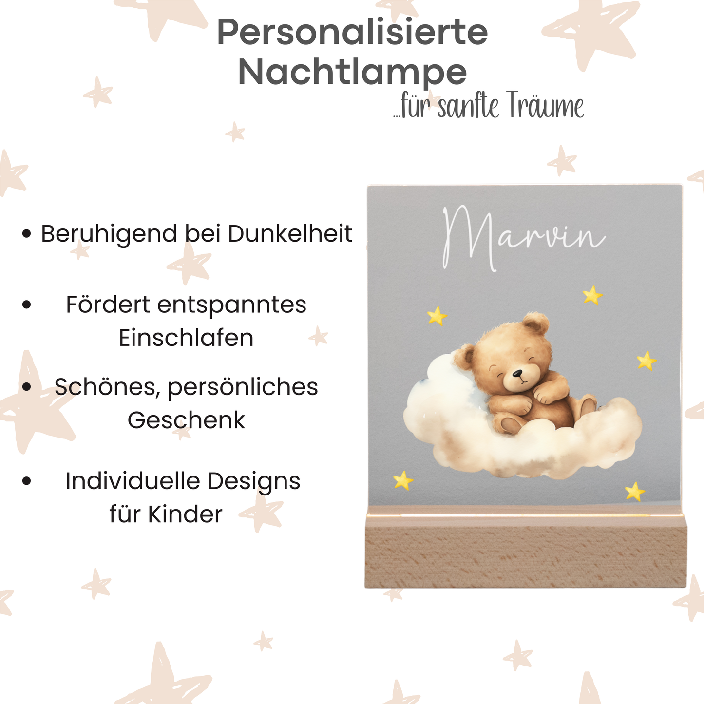 Personalisierte Nachtlampe - Bohemian Teddy