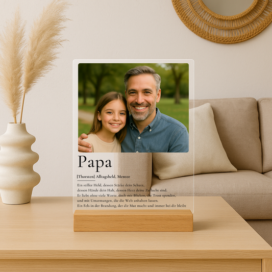 Personalisiertes Acrylschild | Geschenkidee zum Vatertag "Papa Definition"