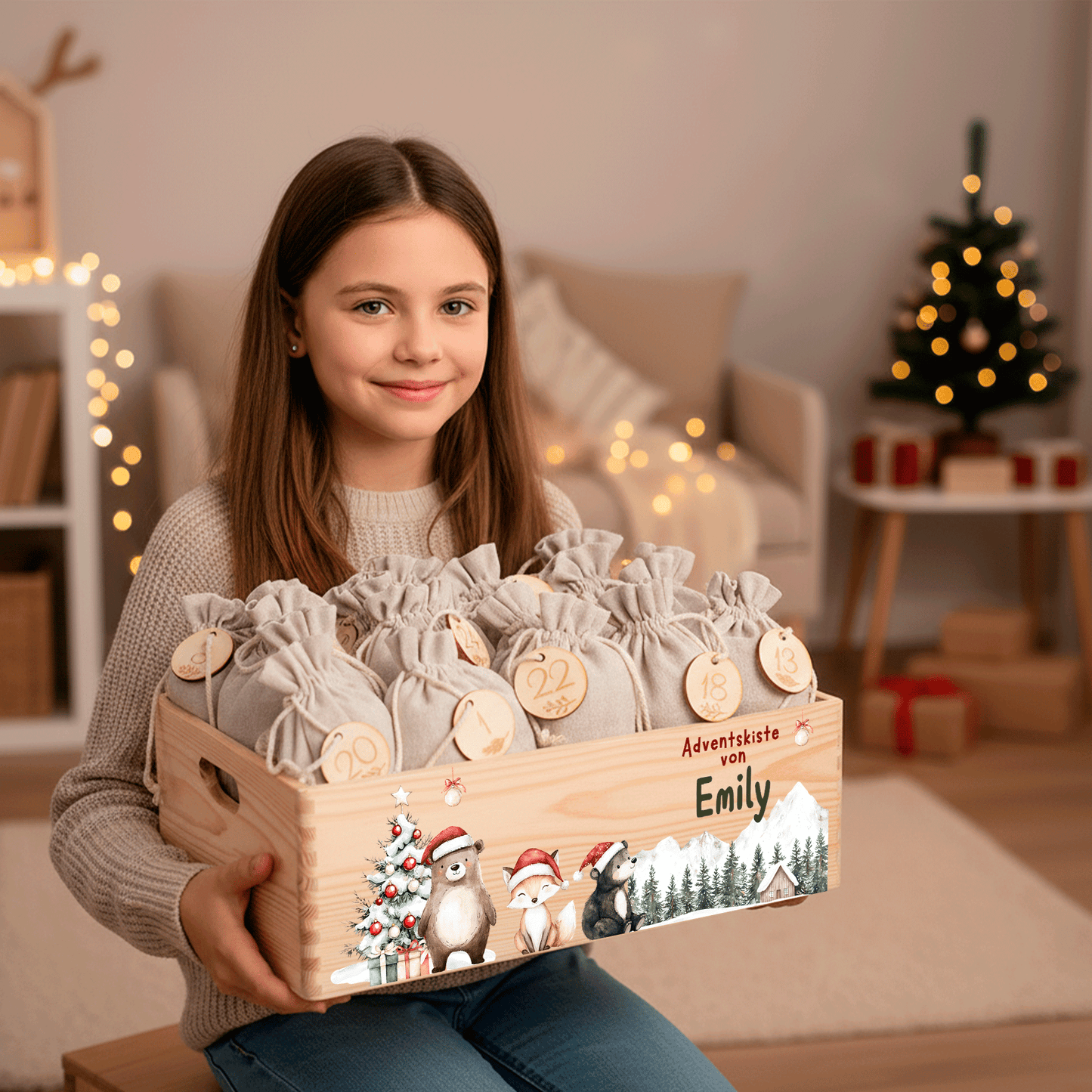Adventskalender personalisiert zum befüllen - Nordlicht Weihnacht