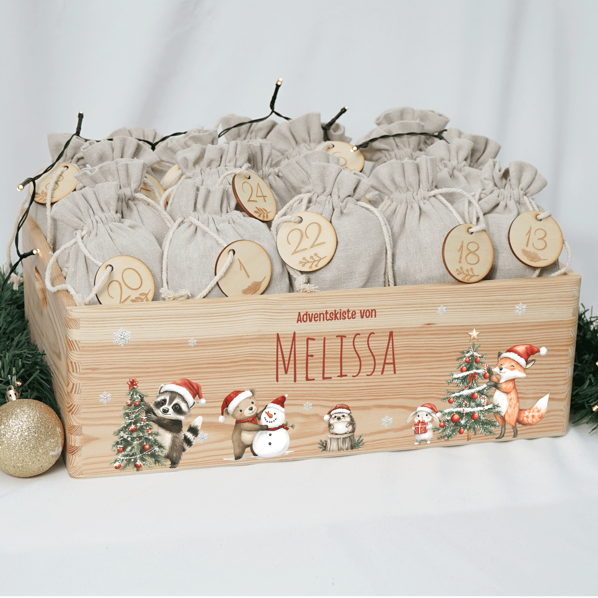 Adventskalender personalisiert zum befüllen - Waschbär & Fuchs