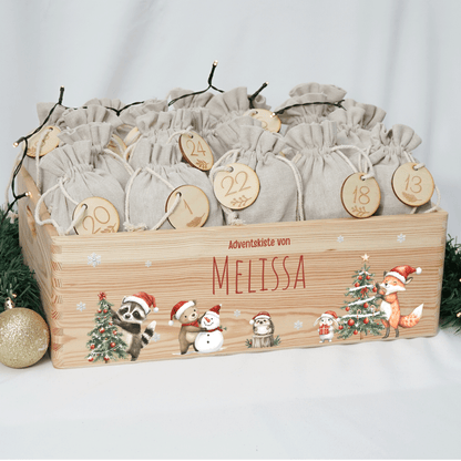 Adventskalender personalisiert zum befüllen - Waschbär & Fuchs