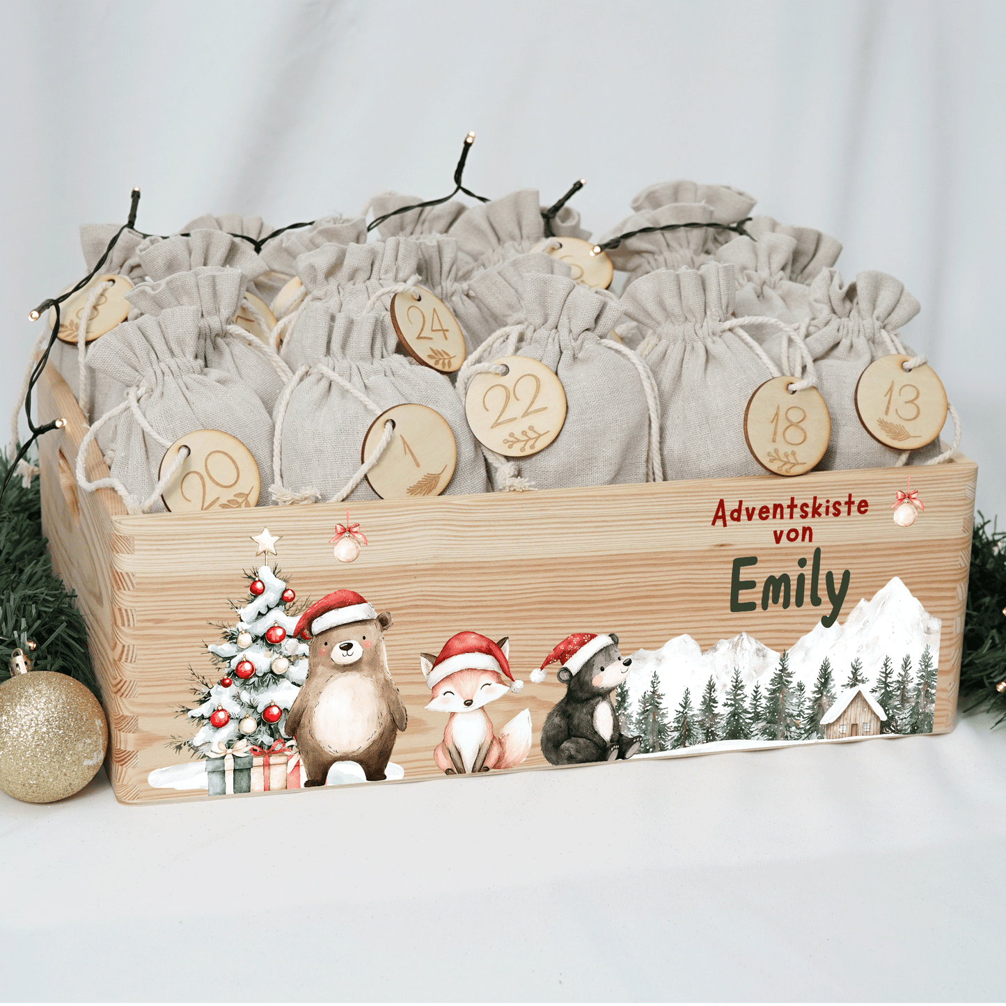 Adventskalender personalisiert zum befüllen - Nordlicht Weihnacht