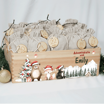 Adventskalender personalisiert zum befüllen - Nordlicht Weihnacht