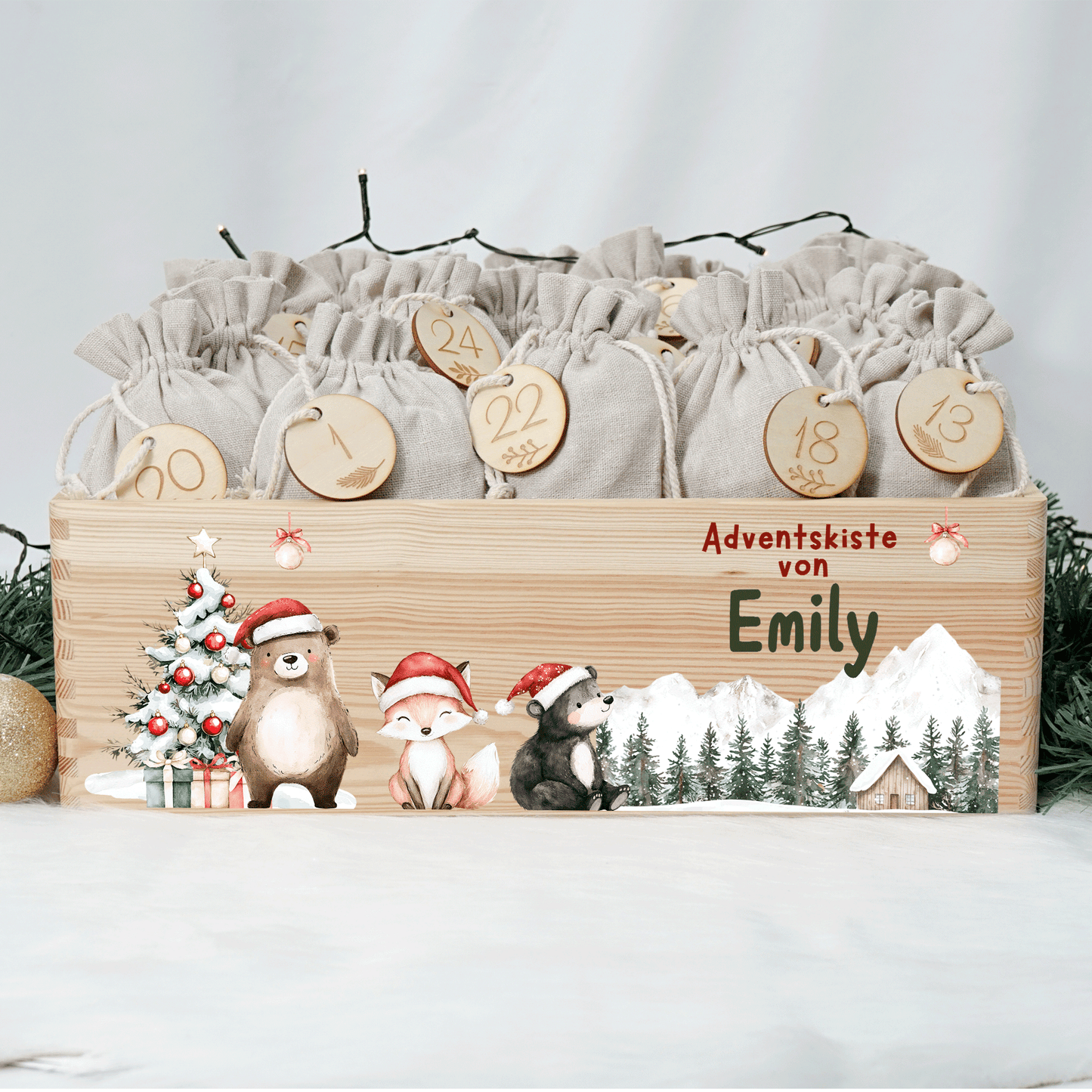 Adventskalender personalisiert zum befüllen - Nordlicht Weihnacht