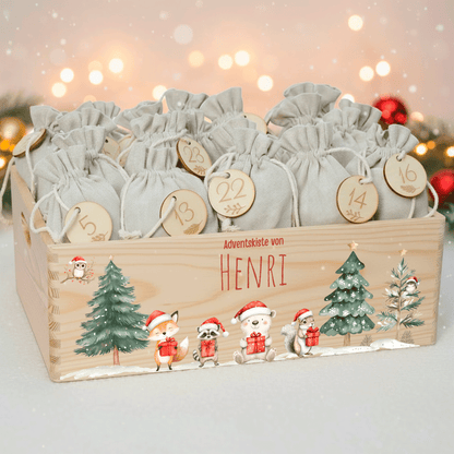Adventskalender personalisiert zum befüllen - Abenteuer im Winterwald