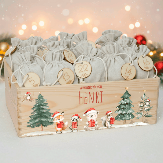 Adventskalender personalisiert zum befüllen - Abenteuer im Winterwald