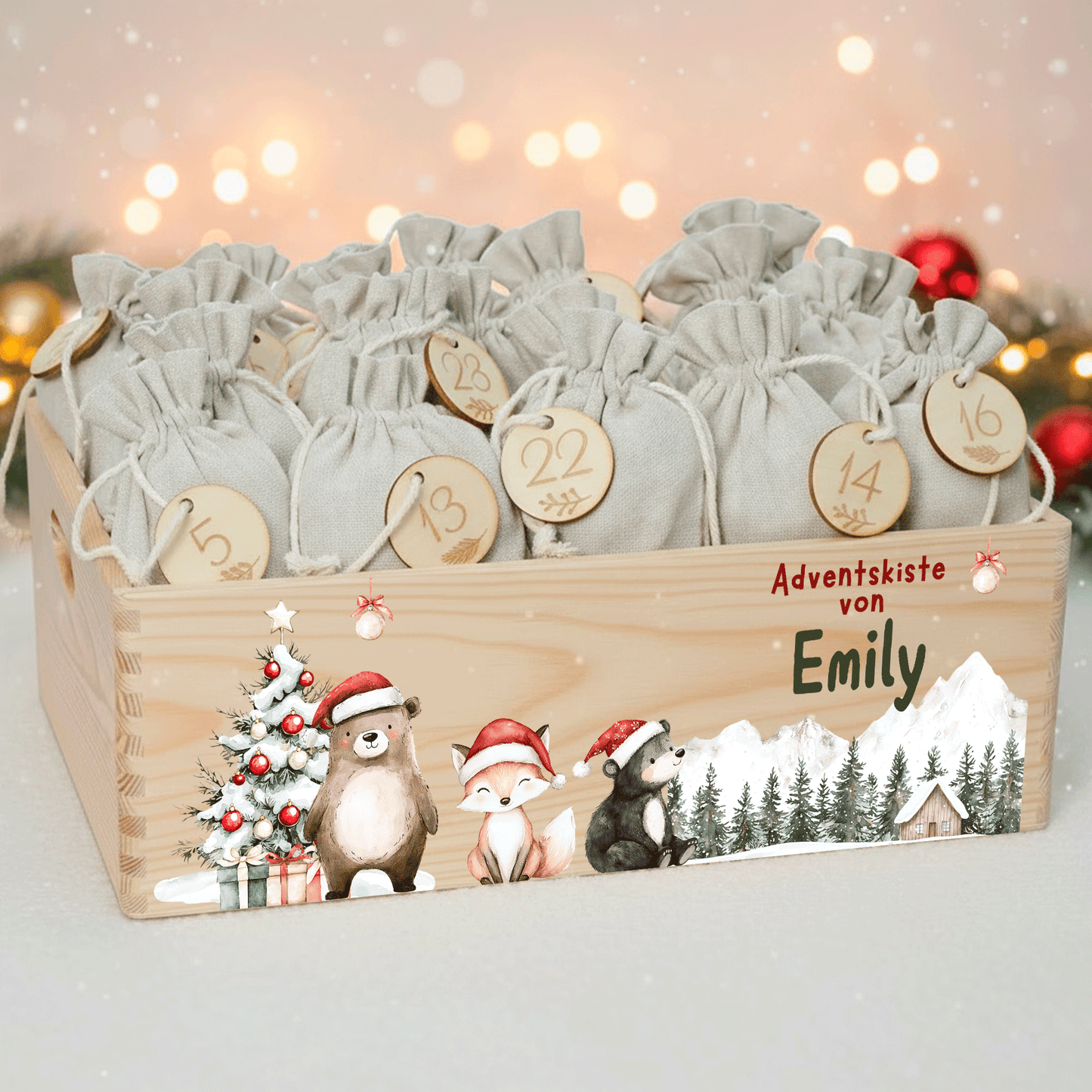 Adventskalender personalisiert zum befüllen - Nordlicht Weihnacht