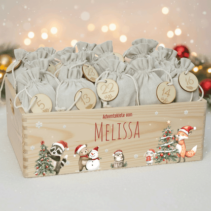 Adventskalender personalisiert zum befüllen - Waschbär & Fuchs