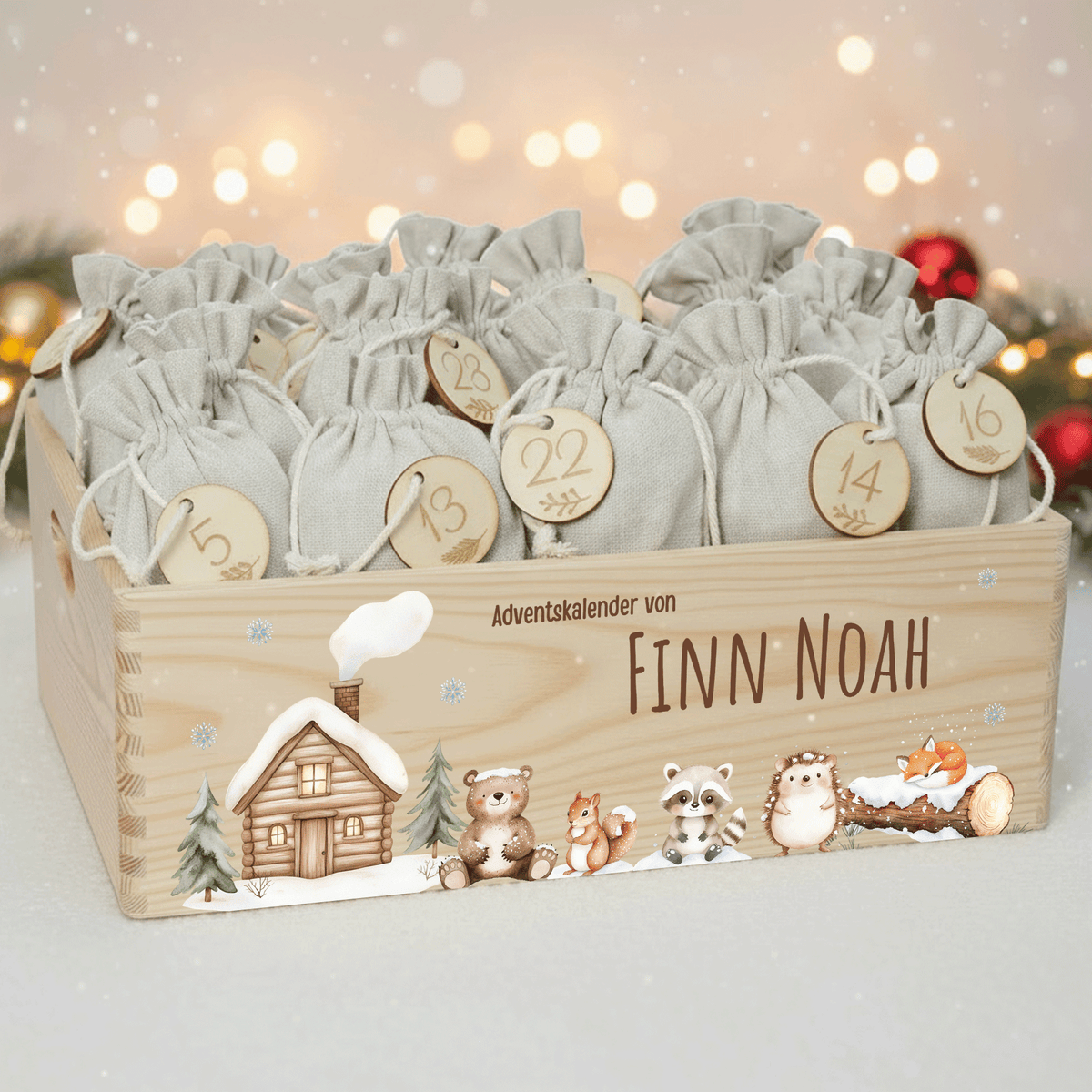 Adventskalender personalisiert zum befüllen - Boho Bärenfreunde
