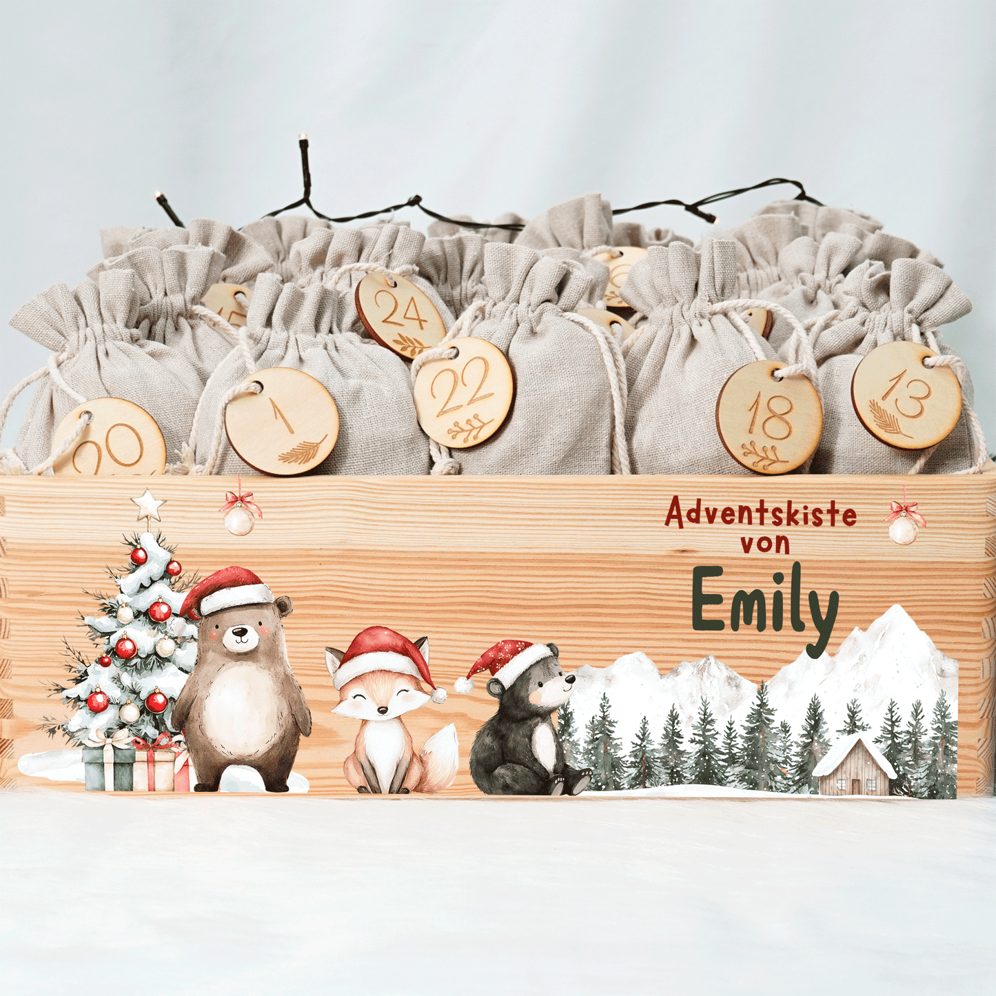 Adventskalender personalisiert zum befüllen - Nordlicht Weihnacht