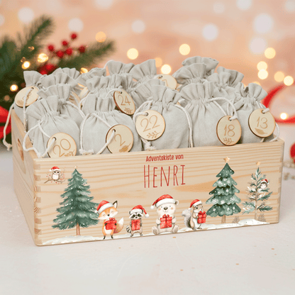Adventskalender personalisiert zum befüllen - Abenteuer im Winterwald