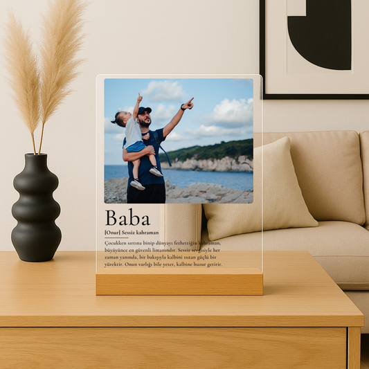 Personalisiertes Acrylschild | Geschenkidee zum Vatertag "Baba Definition"