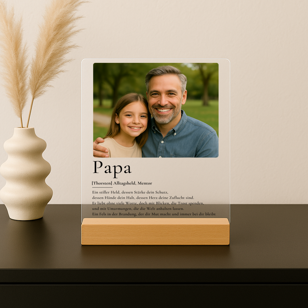 Personalisiertes Acrylschild | Geschenkidee zum Vatertag "Papa Definition"