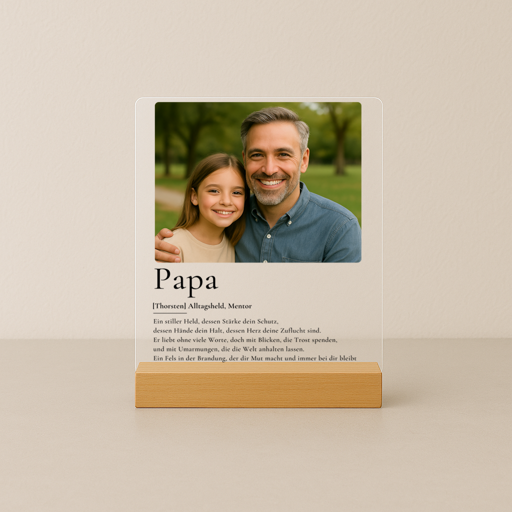 Personalisiertes Acrylschild | Geschenkidee zum Vatertag "Papa Definition"