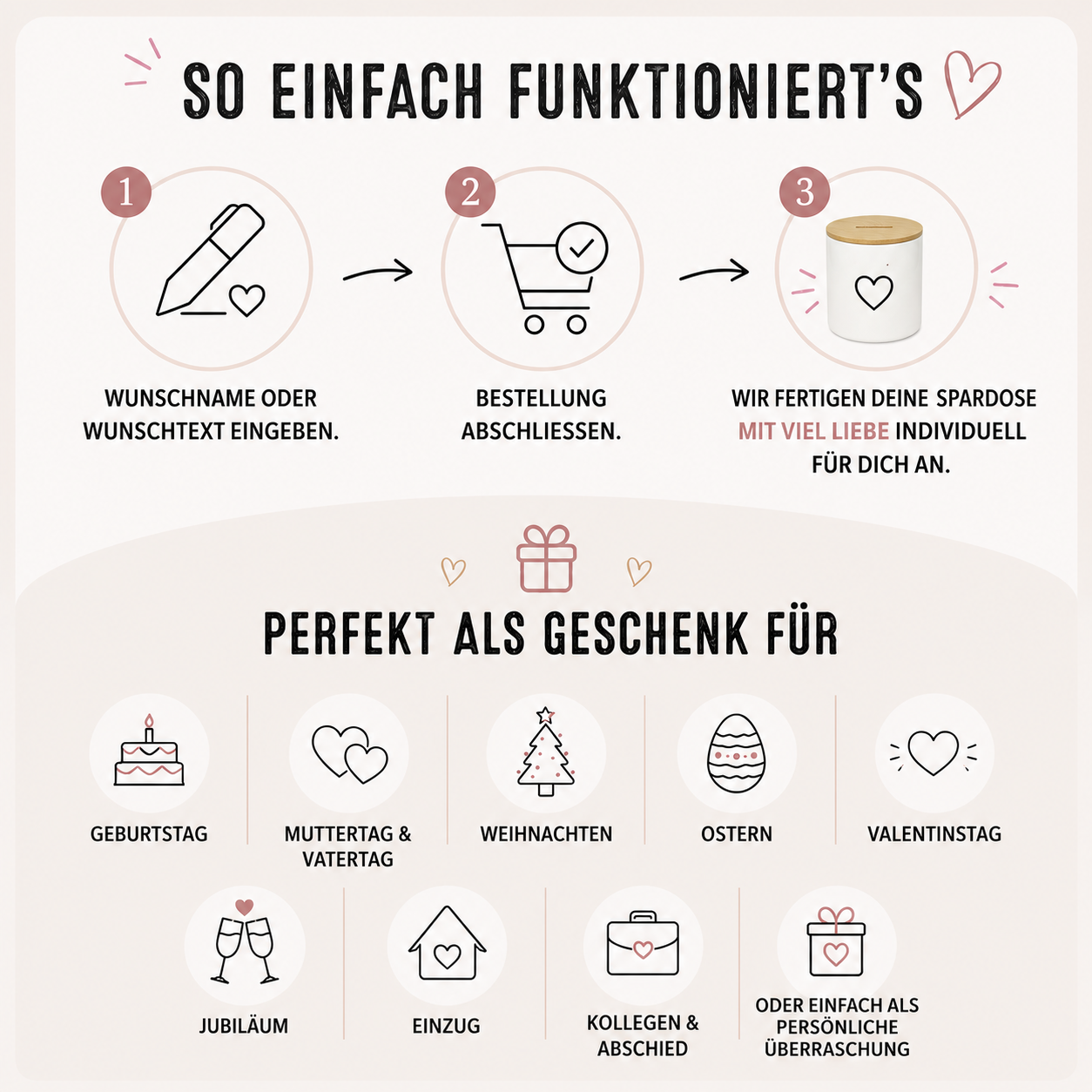 Personalisierte Spardose aus Keramik & Bambusdeckel - Süßer Bär
