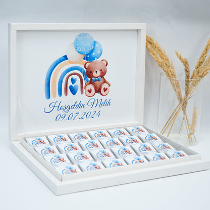 Chocolate Box Personalized - Teddy Bear Blue