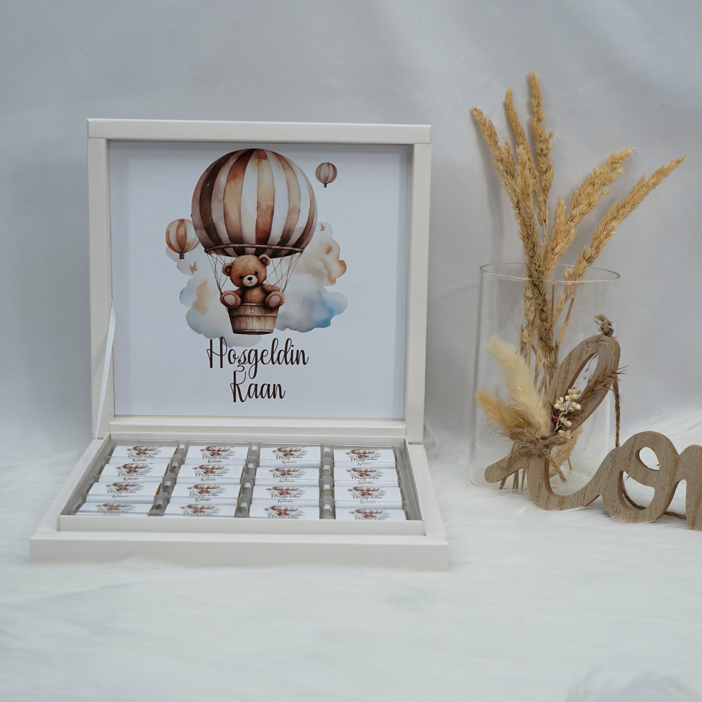 Personalized Chocolate Box - Boho Bear Motif