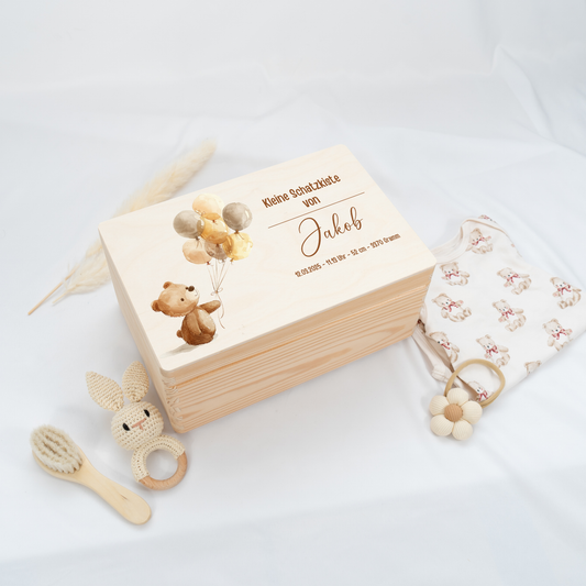 Personalisierte Erinnerungskiste - Babybär Luftballons