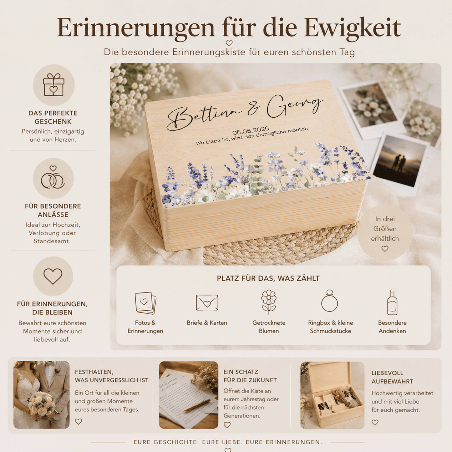 Erinnerungskiste | Standesamt, Verlobung, Hochzeit - Lavendeltraum