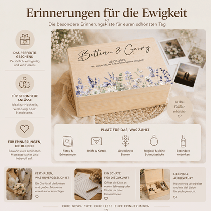 Erinnerungskiste | Standesamt, Verlobung, Hochzeit - Lavendeltraum