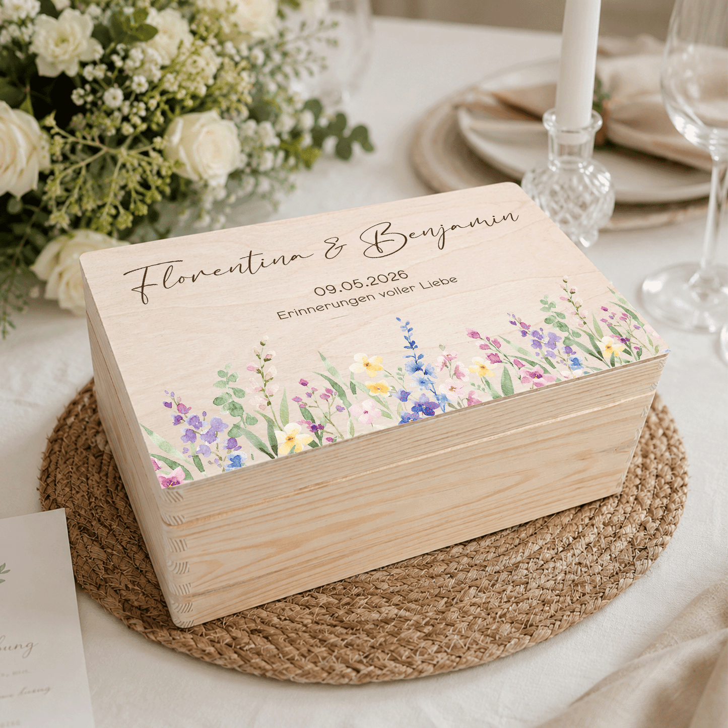 Erinnerungskiste | Standesamt, Verlobung, Hochzeit - Bunte Blüten