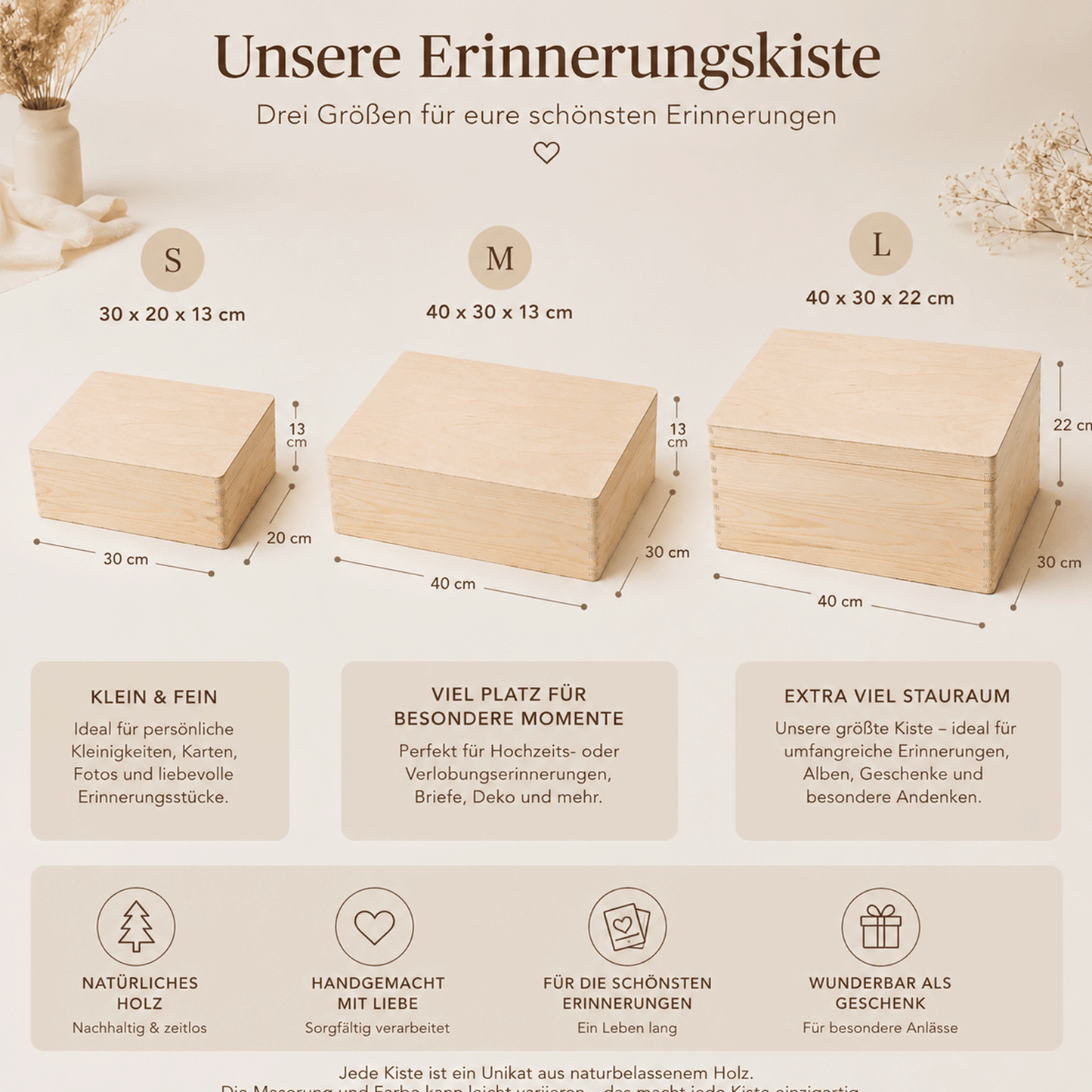 Personalisierte Erinnerungskiste | Standesamt, Verlobung, Hochzeit - Brautpaar Geschenk - Bunte Blumen