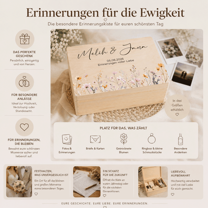 Erinnerungskiste | Standesamt, Verlobung, Hochzeit - Romantische Wildblumen