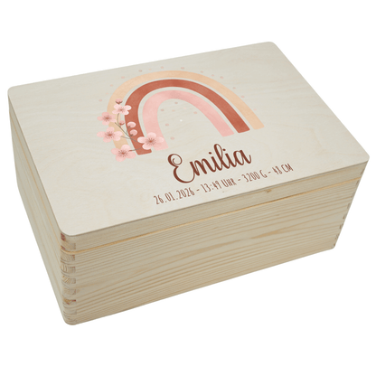 Personalisierte Erinnerungskiste - Boho Regenbogen