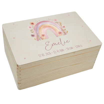 Personalisierte Erinnerungskiste - Regenbogen Rosa Pastell