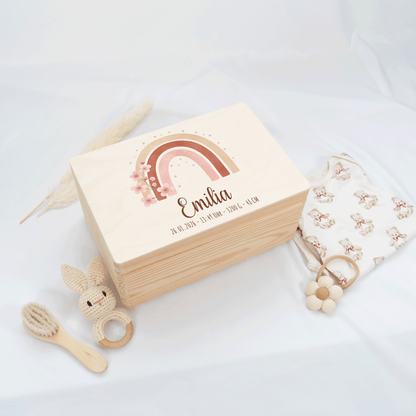 Personalisierte Erinnerungskiste - Boho Regenbogen