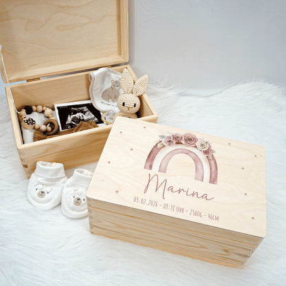 Personalisierte Erinnerungskiste - Pastell Rosa Regenbogen