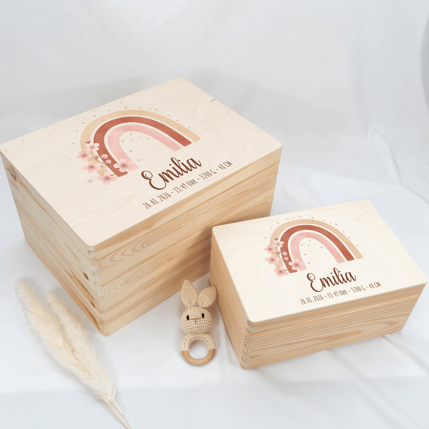 Personalisierte Erinnerungskiste - Boho Regenbogen