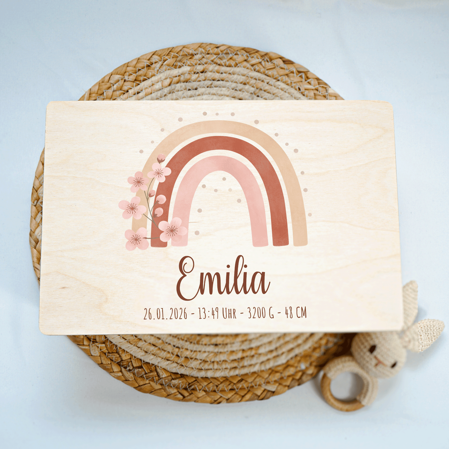 Personalisierte Erinnerungskiste - Boho Regenbogen