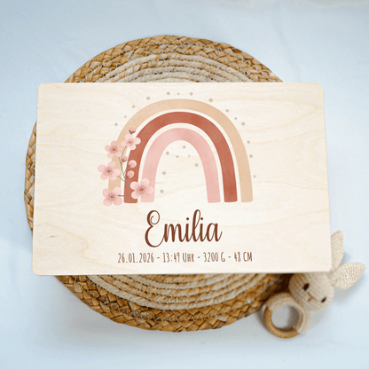 Personalisierte Erinnerungskiste - Boho Regenbogen