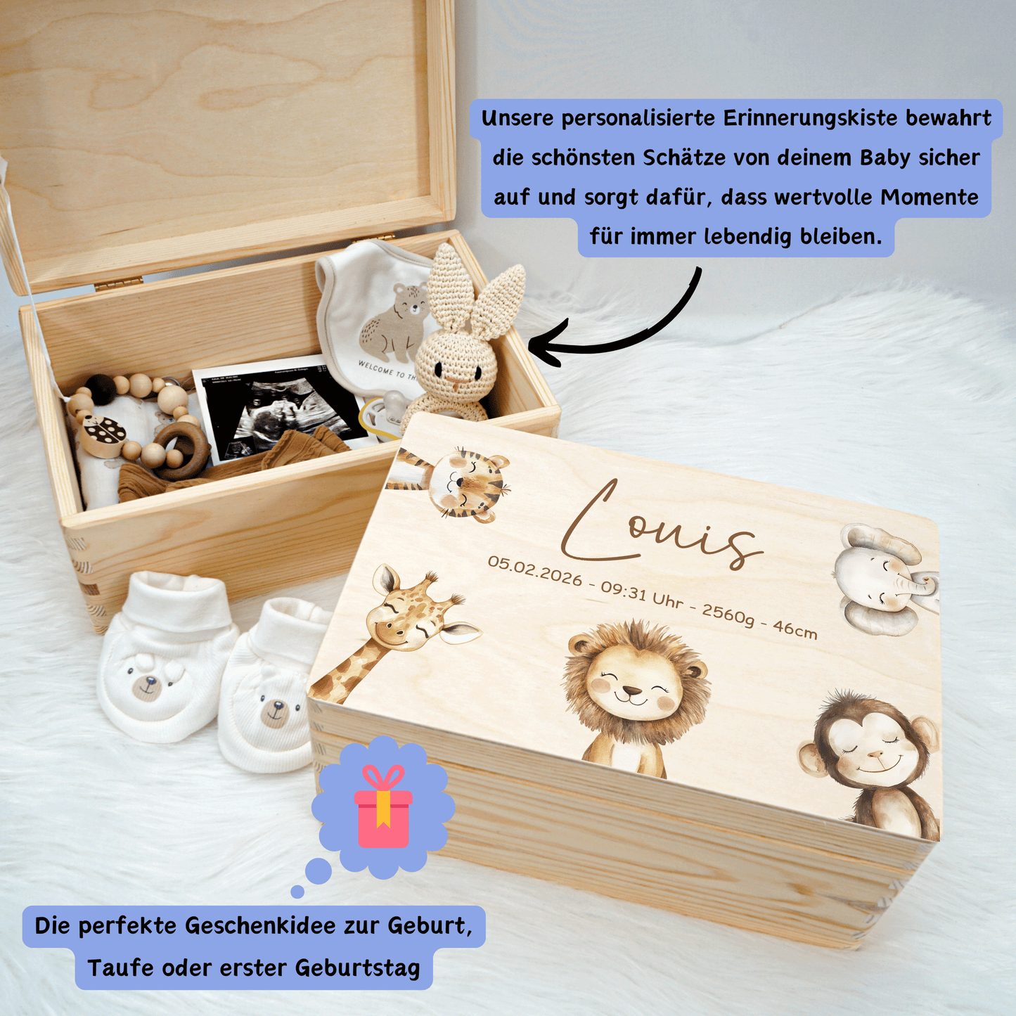 Personalisierte Erinnerungskiste - Woodland Friends