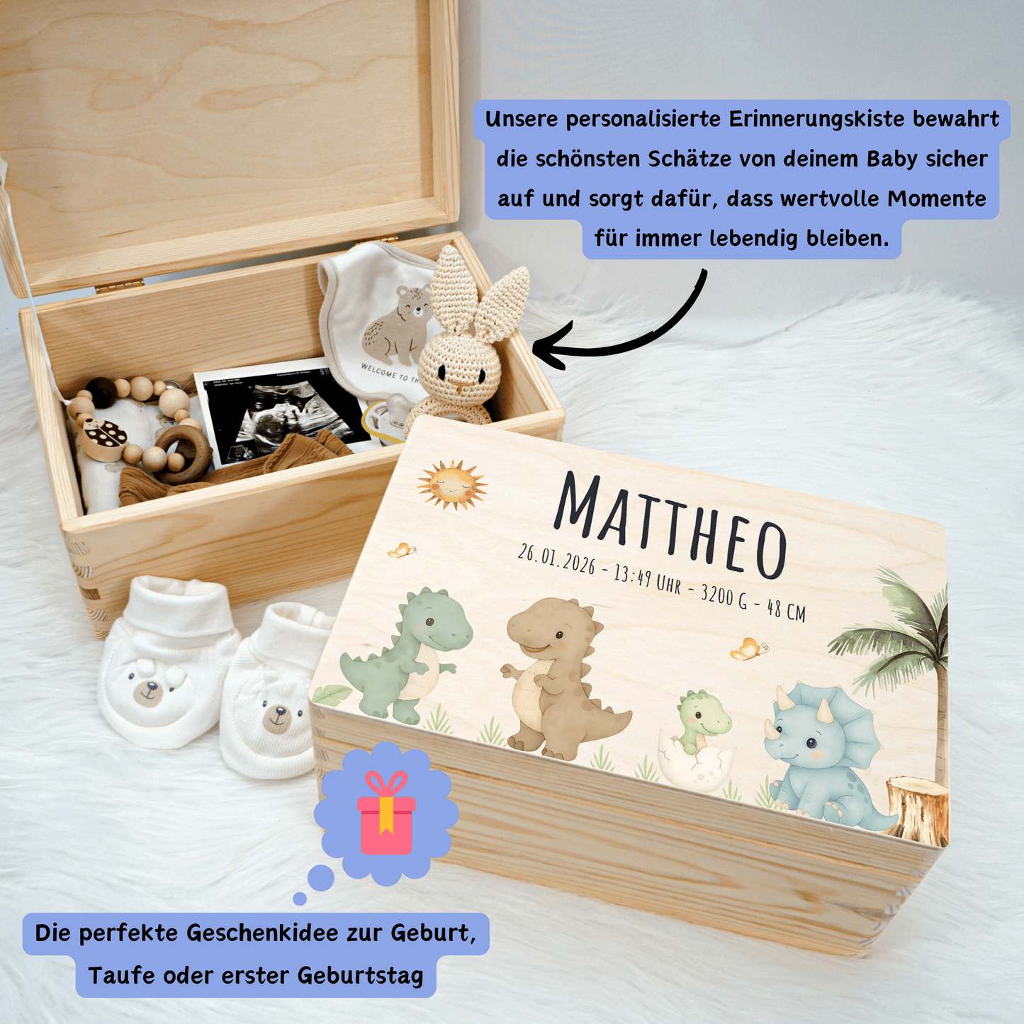 Personalisierte Erinnerungskiste - Dinofreunde 2