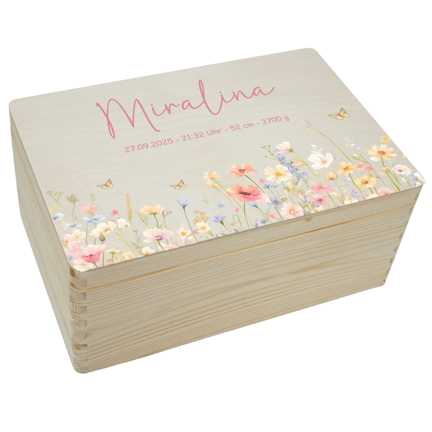 Personalisierte Erinnerungskiste - Rosa Blumenmotiv 2