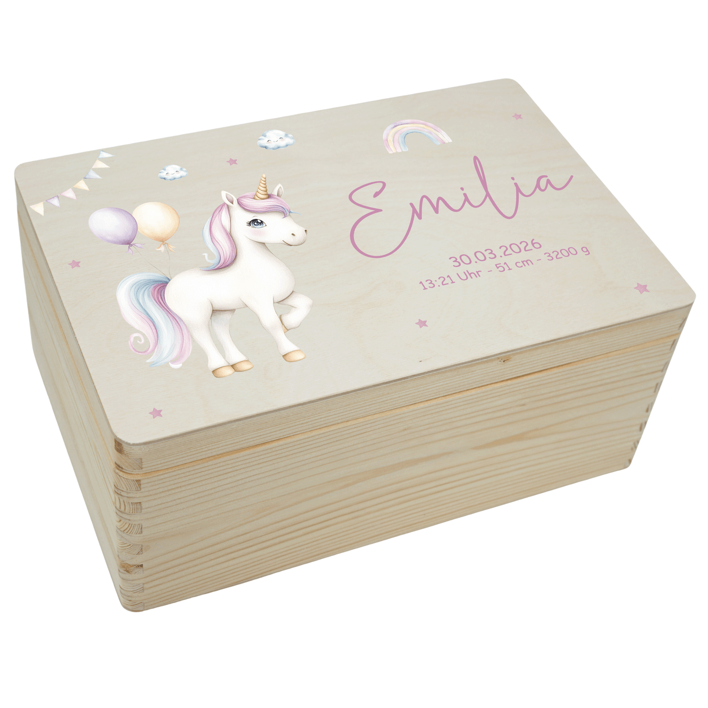 Personalisierte Erinnerungskiste - Einhorn Motiv 2
