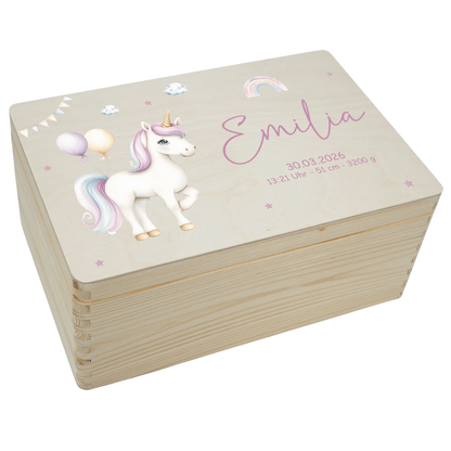 Personalisierte Erinnerungskiste - Einhorn Motiv 2