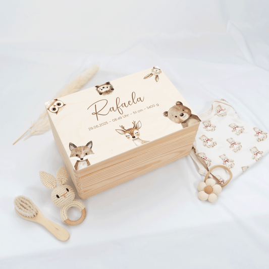 Personalisierte Erinnerungskiste - Boho Waldfreunde