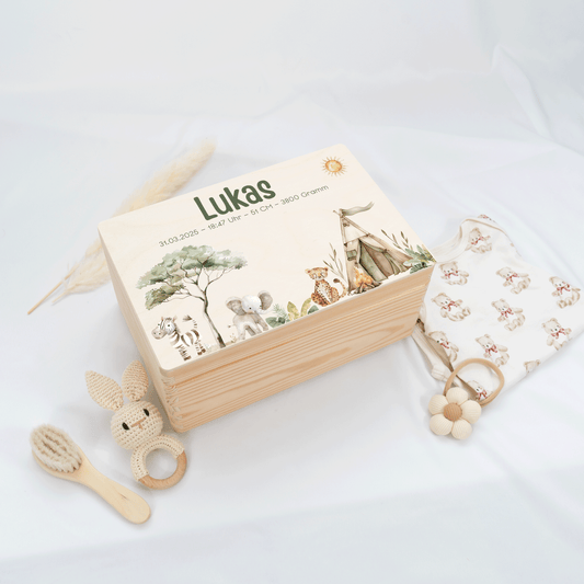 Personalisierte Erinnerungskiste - Waldfreunde Safari