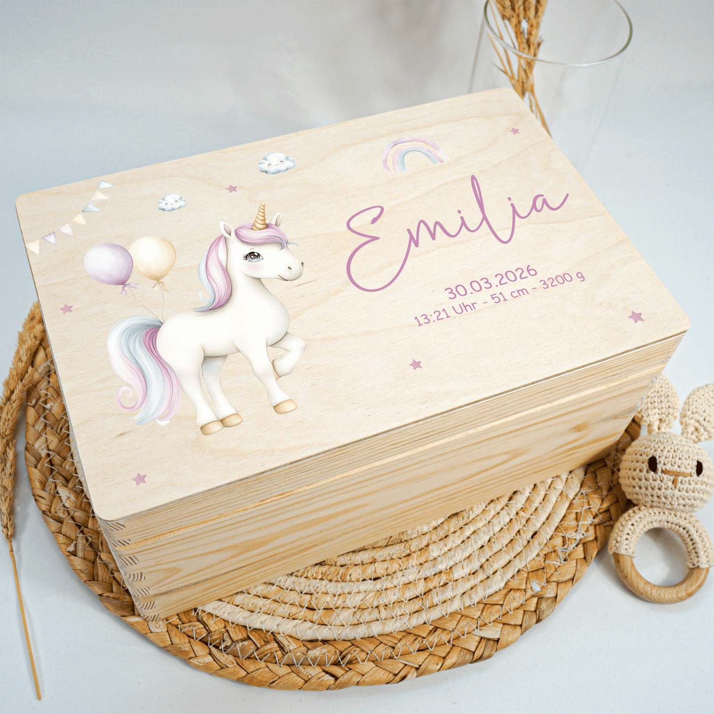 Personalisierte Erinnerungskiste - Einhorn Motiv 2