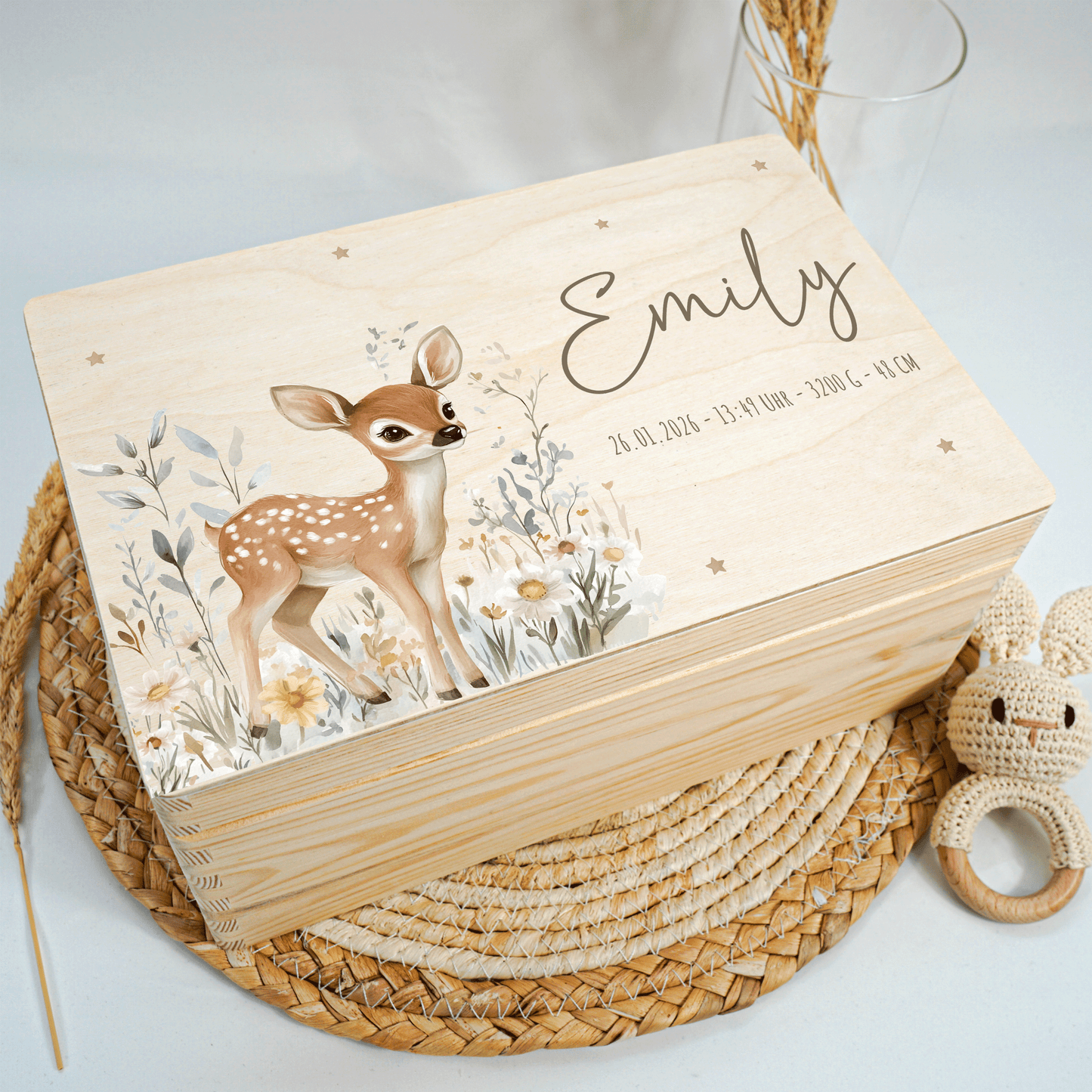 Personalisierte Erinnerungskiste - Süßer Reh
