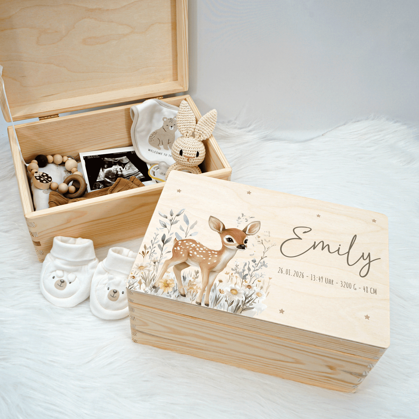 Personalisierte Erinnerungskiste - Süßer Reh