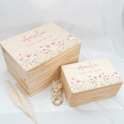 Personalisierte Erinnerungskiste - Rosa Blumenmotiv 3