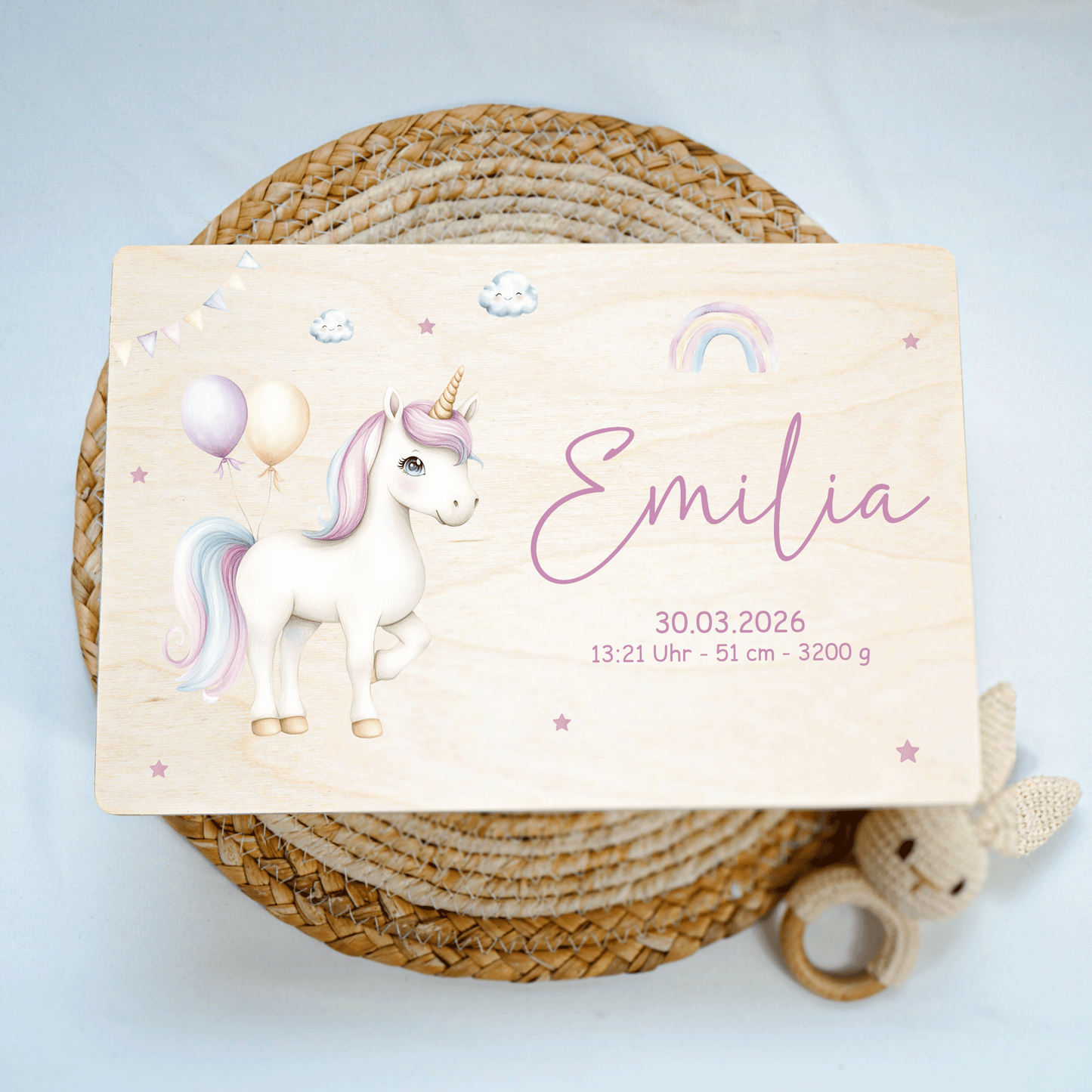 Personalisierte Erinnerungskiste - Einhorn Motiv 2