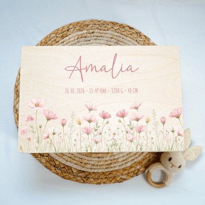 Personalisierte Erinnerungskiste - Rosa Blumenmotiv 3
