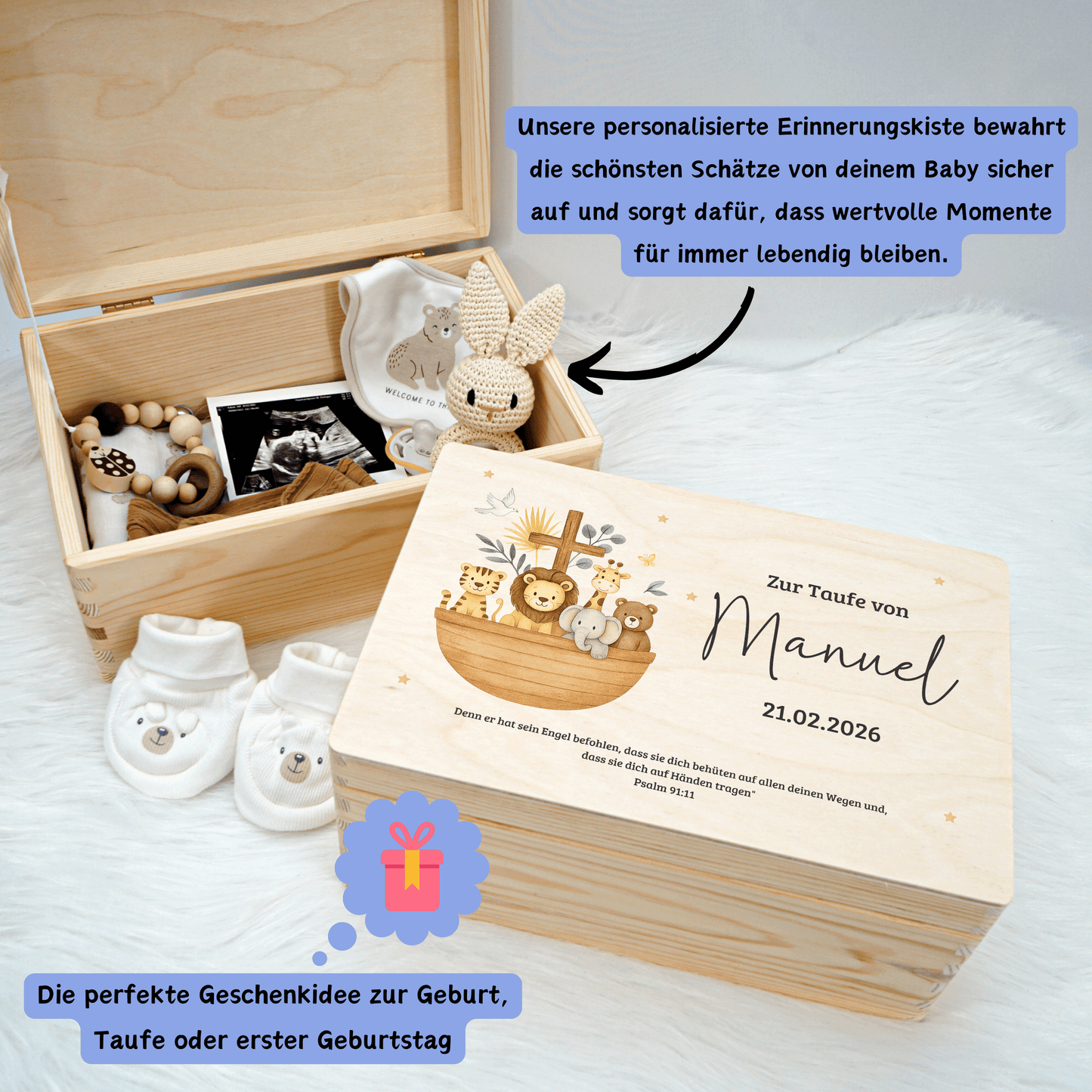 Personalisierte Erinnerungskiste - Arche Noah