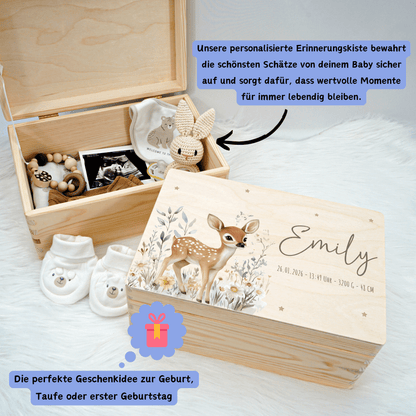 Personalisierte Erinnerungskiste - Süßer Reh