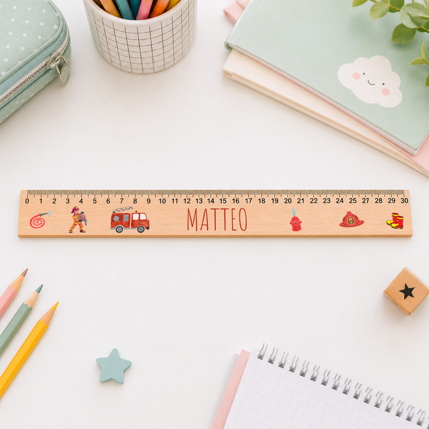 Holzlineal Personalisiert - Geschenk zur Einschulung - Verschiedene Motive